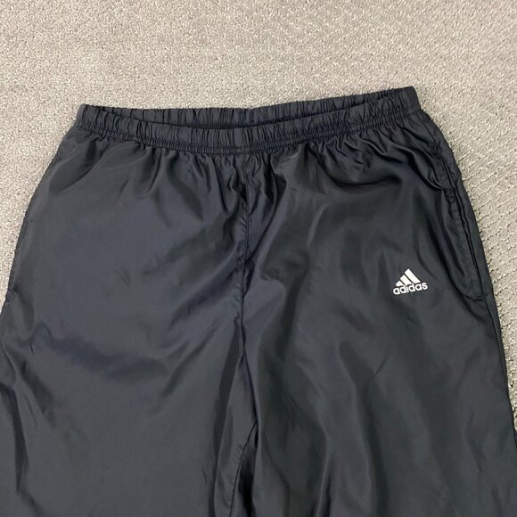 Vintage Y2K Adidas Windbreaker Track Pants Men's Medium Black Nylon Ankle Zip - Picture 2 of 16